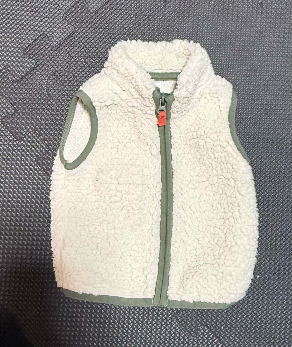 Just One You Made By Carter's Ivory & Green  Sherpa Fleece Vest 3M